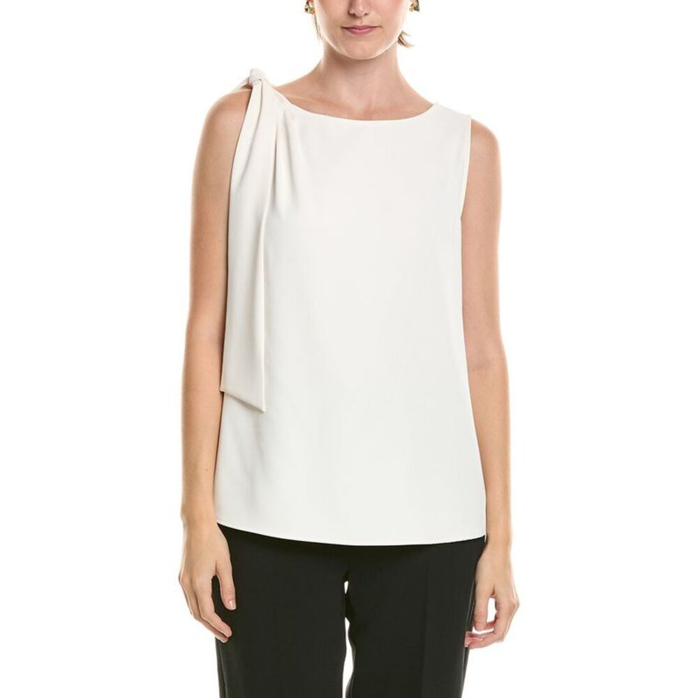 Anne Klein Womens  Tie Shoulder Blouse, White